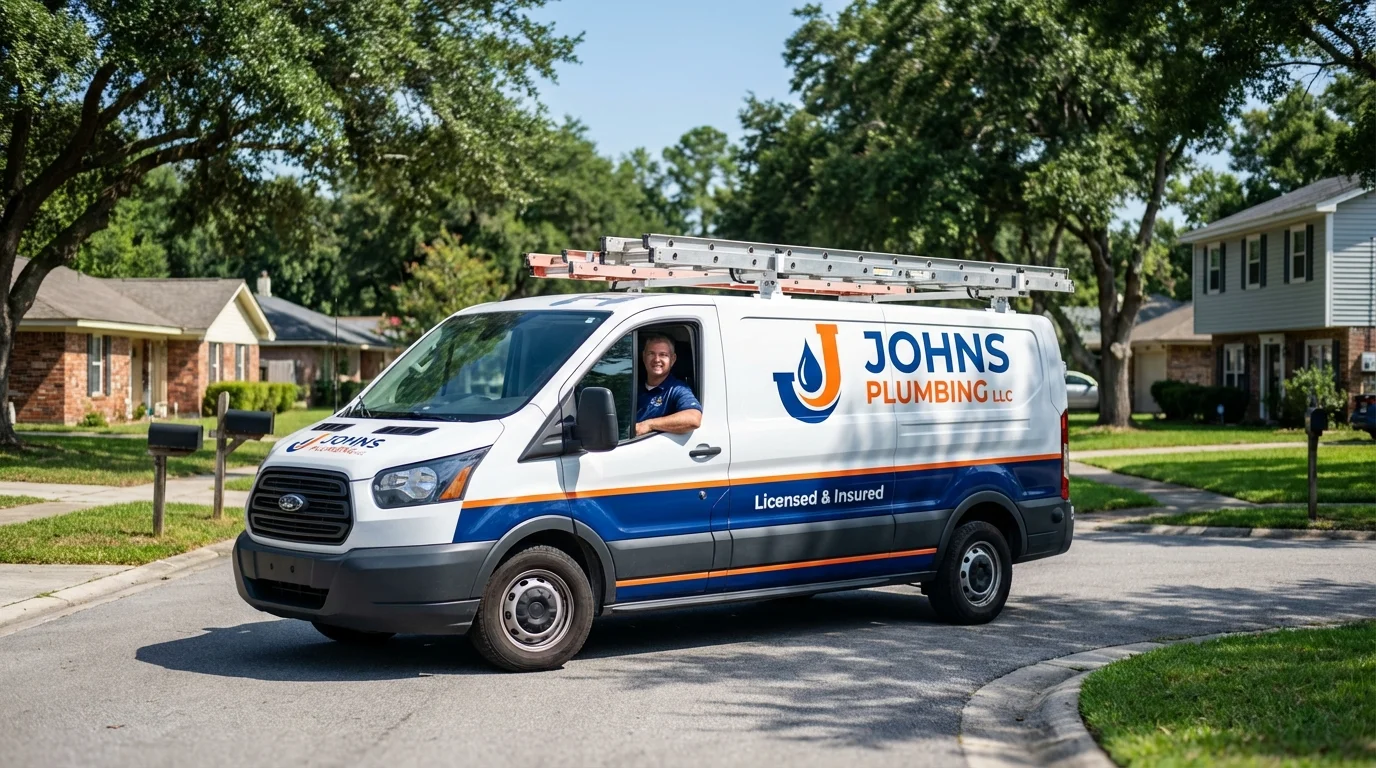 Johns Plumbing LLC service van in Hardwick, VT