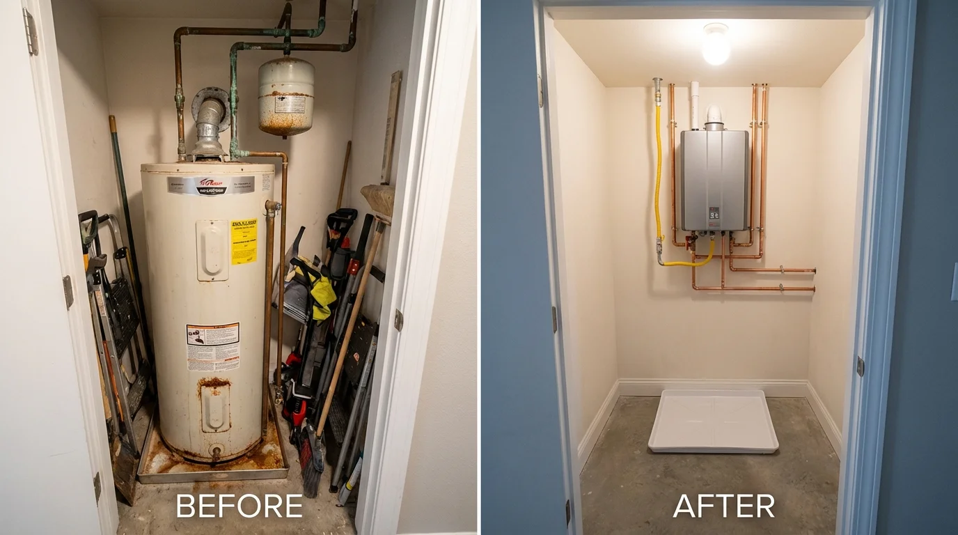 Tank water heater versus wall-mounted tankless unit comparison for Hardwick, VT homeowners